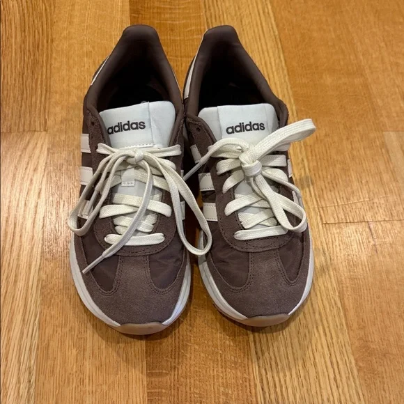 Adidas Women’s Rn 70’s 2.0 Dark Brown and White Sneakers - Picture 5 of 8